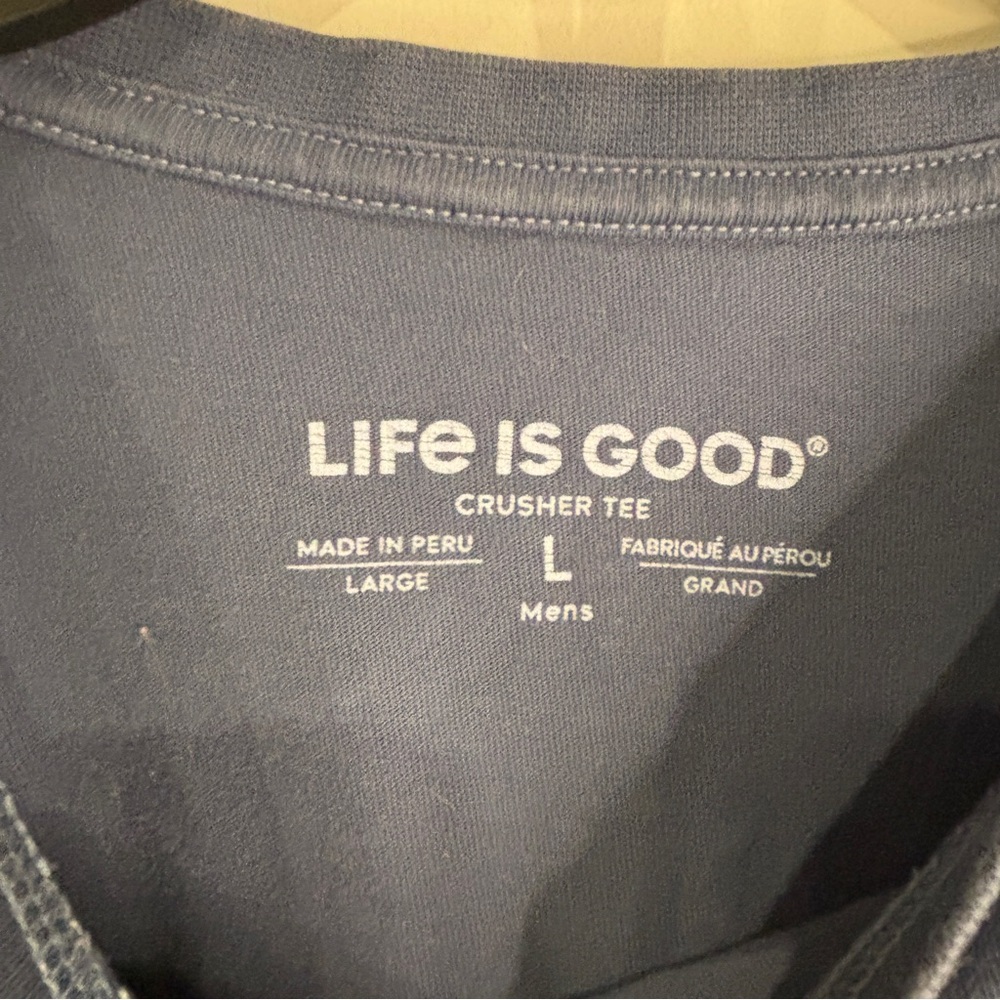 Life Is Good Crusher Tee Men L Let The Fun Begin Navy Blue Casual Graphic - Picture 5 of 12